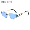 OEC CPO Retro Rimless Sunglasses Women Men Punk Metal Sun Glasses Ladies Frameless Eyeglasses UV400 Shades New Fashion Eyewear