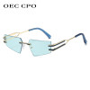 OEC CPO Retro Rimless Sunglasses Women Men Punk Metal Sun Glasses Ladies Frameless Eyeglasses UV400 Shades New Fashion Eyewear