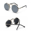 Steampunk Round Sunglasses Women Men Metal Vintage Flip Circular Double lens Sun Glasses Style CIRCLE Shades Gafas Oculos De S