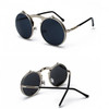 Steampunk Round Sunglasses Women Men Metal Vintage Flip Circular Double lens Sun Glasses Style CIRCLE Shades Gafas Oculos De S