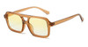 Vintage Double Bridge Square Sunglasses Women Fashion Polygon Yellow Leopard Ladies Sun Glasses Retro Orange Eyewear