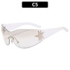 2024 Fashion Punk Y2K Sunglasses for Women Men Trendy Wrap Around Sun Glasses Shades Star Decoration Eyewear UV400 Goggles