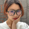 SO&EI Fashion Square Double Bridges TR90 Women Glasses Frame Clear Anti-Blu-Ray Eyewear Retro Men Optical Frame Computer Goggles