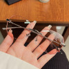 Rimless Anti Blue Light Blocking Computer Glasses Women Men Clear Lens Eyeglasses Decorative Glasses Frameless Optical Eyewear