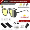 CLLOIO Anti-glare Day Night Vision Glasses Men Women Polarized Driving Sun Glasses Square Aluminum Photochromic Sunglasses UV400