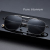 New Pure Titanium Polarized Sunglasses with Stylish Large Frame Square Frame UV Resistant Minimalist and Retro Design Man