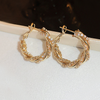 Huitan Luxury Paved CZ Hoop Earrings for Women Gold Color Hollow Out Design Temperament Female Ear Accessories Fashion Jewelry