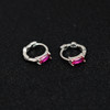 Huggies Earrings Purple white Green Blue Red Square Heart Silver Color Small Hoop Earrings for Women Girls Wedding Jewelry