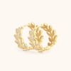 Sweetrain Leaves Full Moissanite Hoop Earrings for Women 18K Yellow Gold Plated 925 Silver Exquisite Earring Girl Birthday Gift