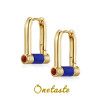 French Style 925 Silver Gold Plated Lapis Lazuli Hoop Earrings Agate Small Lock Natural Stone Chic Earring For Women 2023 New