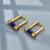 French Style 925 Silver Gold Plated Lapis Lazuli Hoop Earrings Agate Small Lock Natural Stone Chic Earring For Women 2023 New