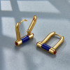 French Style 925 Silver Gold Plated Lapis Lazuli Hoop Earrings Agate Small Lock Natural Stone Chic Earring For Women 2023 New