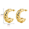 2023 New 18K Gold Plated Smooth Metal Chunky Hoop Earrings Retro Thick Huggie Earring for Women Round Circle Statement Jewelry