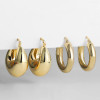 Smooth Round Chunky Hoop Earrings for Women Girls Gold Plated Wide Thick Geometric Metal Statement Earrings Vintage Jewelry Gift
