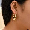 Smooth Round Chunky Hoop Earrings for Women Girls Gold Plated Wide Thick Geometric Metal Statement Earrings Vintage Jewelry Gift