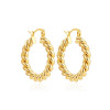 Smooth Round Chunky Hoop Earrings for Women Girls Gold Plated Wide Thick Geometric Metal Statement Earrings Vintage Jewelry Gift