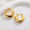 Fashion Glossy Stainless Steel Chunky Hoop Earrings for Women Gold Plated Thick Texture Geometric Circle Earring Vintage Jewelry