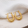 Fashion Glossy Stainless Steel Chunky Hoop Earrings for Women Gold Plated Thick Texture Geometric Circle Earring Vintage Jewelry