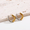 Fashion Glossy Stainless Steel Chunky Hoop Earrings for Women Gold Plated Thick Texture Geometric Circle Earring Vintage Jewelry