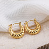 Fashion Glossy Stainless Steel Chunky Hoop Earrings for Women Gold Plated Thick Texture Geometric Circle Earring Vintage Jewelry