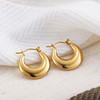 Fashion Glossy Stainless Steel Chunky Hoop Earrings for Women Gold Plated Thick Texture Geometric Circle Earring Vintage Jewelry