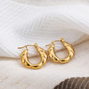 Fashion Glossy Stainless Steel Chunky Hoop Earrings for Women Gold Plated Thick Texture Geometric Circle Earring Vintage Jewelry