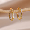 Heart Stainless Steel Earrings for Women Zircon Gold Color Hoop Earring Aesthetic Waterproof Ear Piercing Jewelry Accessories