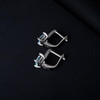 Potiy Square Natural Sky Blue Topaz Hoop Earrings 925 Sterling Silver for Women Daily Wedding Party Jewelry