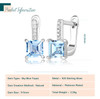 Potiy Square Natural Sky Blue Topaz Hoop Earrings 925 Sterling Silver for Women Daily Wedding Party Jewelry