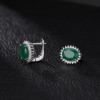 FLOWS 925 Sterling Silver Hoop Earrings Luxury Oval Emerald Zircon Woman Earring Romantic Fine Jewelry Gift boucle oreille femme