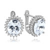 FLOWS 925 Sterling Silver Hoop Earrings Luxury Oval Emerald Zircon Woman Earring Romantic Fine Jewelry Gift boucle oreille femme