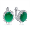FLOWS 925 Sterling Silver Hoop Earrings Luxury Oval Emerald Zircon Woman Earring Romantic Fine Jewelry Gift boucle oreille femme