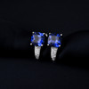 Potiy Cushion Created Sapphire Nano Emerald Tanzanite Hoop Earrings 925 Sterling Silver for Women Daily Party Jewelry sets gift