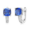 Potiy Cushion Created Sapphire Nano Emerald Tanzanite Hoop Earrings 925 Sterling Silver for Women Daily Party Jewelry sets gift