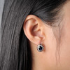 Potiy Oval Shape Total 2.15ct Created Sapphire Hoop Earrings 925 Sterling Silver for Women Daily Wedding Party Jewelry