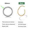 2/6PCS Seamless 316L Stainless Steel Nose Ring for Men Women Hoop Earrings Septum Helix Tragus Ear Piercing Jewelry 20G 18G 16G