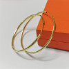 Senlissi - New Rose 585 Plated 925 Sterling Silver Women's Hoop Earrings 3.0mm Fashion Earring 18K Gold Cерьги Kольца 70 80 90MM
