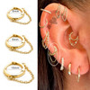1pc Stainless Steel Hoop Earrings with Chain Simple Septum Piercing Nose Rings Women Gold Color Tragus Rook Ear Piercing Jewelry