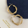 New Circle Twine Twists Hoop Earring for Women Simple Temperament Hyperbole Gold Color Metal Ear Jewelry Gift Aros