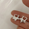 2023 Trend Silver Color Plated Hollow Star Hoop Earring For Women Fashion Vintage Accessories Aesthetic Jewelry Gift