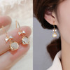 Gold Color Metal Fashion Korean Pearl Earrings For Women Sparkling Zircon Pendant Cuff Clip Earrings Wedding Party Jewelry Gifts