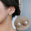 Korean Vintage Pearl Crystal Earrings For Women Jewelry High-class Luxury Zircon Flower Butterfly Leaf Women's Stud Earrings