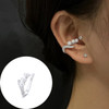 OIMG 925 Stamp Silver Color 1PC Zirconia Pearl Clip On Earrings for Women Geometric Ear Cuff Without Piercing Girl Jewelry