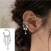 OIMG 925 Stamp Silver Color 1PC Zirconia Pearl Clip On Earrings for Women Geometric Ear Cuff Without Piercing Girl Jewelry