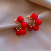 Jea. Angel Vintage Red Pearl Round Silver Color Earrings For Women Wedding Party Elegant Jewelry Fashion Accessories Gifts