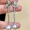 MeiBaPJ 10-11mm Natural Rice Freshwater Pearls Drop Earrings Real 925 Sterling Silver Fine Charm Jewelry for Women