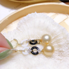 MeiBaPJ 10-11mm Natural Round Golden Pearls Fashion Shell Drop Earrings 925 Silver Fine Wedding Jewelry for Women