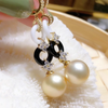 MeiBaPJ 10-11mm Natural Round Golden Pearls Fashion Shell Drop Earrings 925 Silver Fine Wedding Jewelry for Women