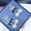 MeiBaPJ 10-11mm Natural Round Golden Pearls Fashion Shell Drop Earrings 925 Silver Fine Wedding Jewelry for Women