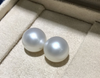 Gorgeous AAAAA REAL NATURE 11-12mm South China Sea White Round Pearl Earrings 14kp Gold